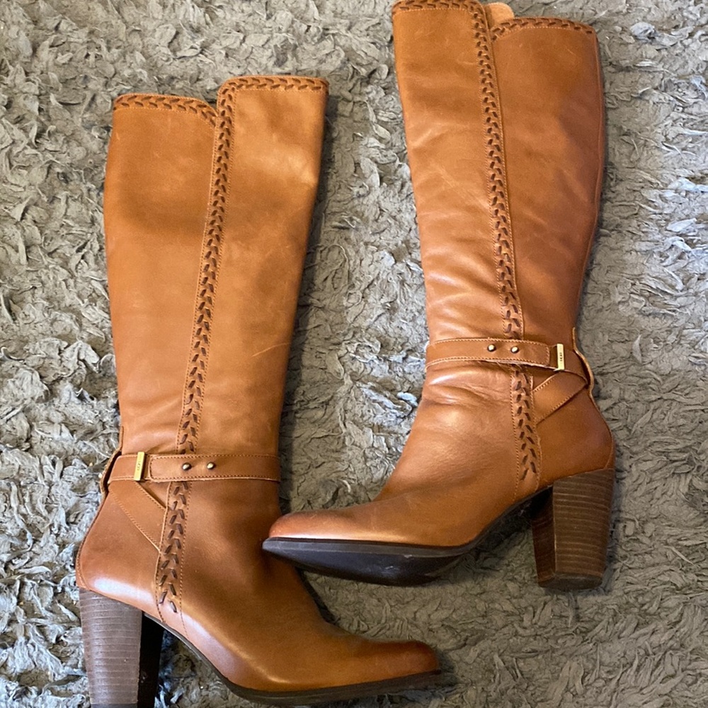 UGG leather heeled boots, gently used, size 9
